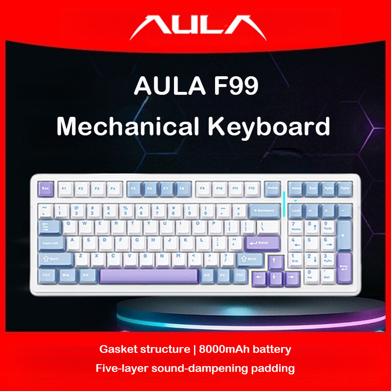 Pc Gaming Lounge - AULA F99 คีย์บอร์ดแบบกลไก รองรับสามโหมด 2.4G บลูทูธ