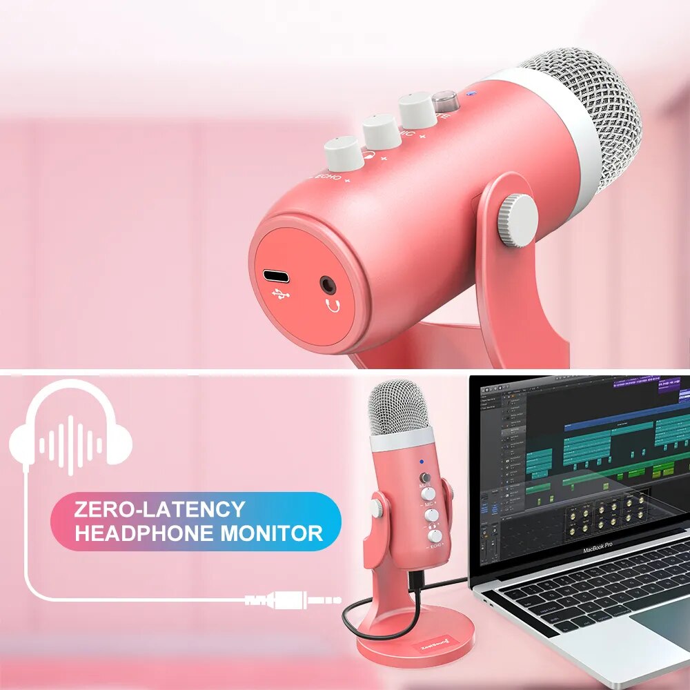 Haomuren USB คอนเดนเซอร์ไมโครโ - Pc Gaming Pink บทวิจารณ์และราคา